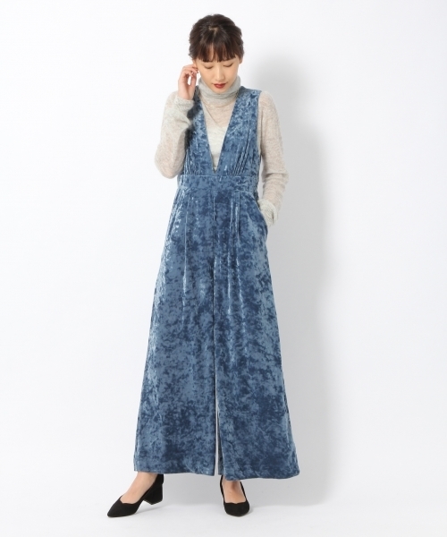 laboratory work(ラボラトリーワーク)の「クラッシュベロアサロペット(サロペット/オーバーオール・レディース・ブラック/ブルー系その他/イエロー・MEDIUM)」の3枚目の写真