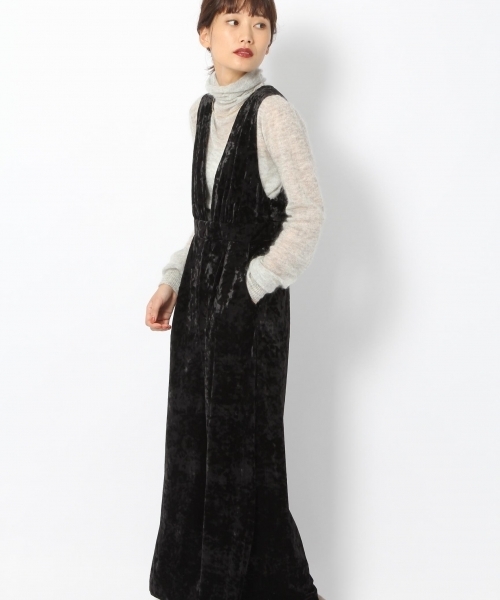 laboratory work(ラボラトリーワーク)の「クラッシュベロアサロペット(サロペット/オーバーオール・レディース・ブラック/ブルー系その他/イエロー・MEDIUM)」の2枚目の写真