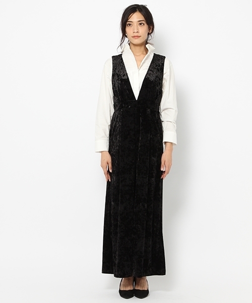 laboratory work(ラボラトリーワーク)の「クラッシュベロアサロペット(サロペット/オーバーオール・レディース・ブラック/ブルー系その他/イエロー・MEDIUM)」の4枚目の写真