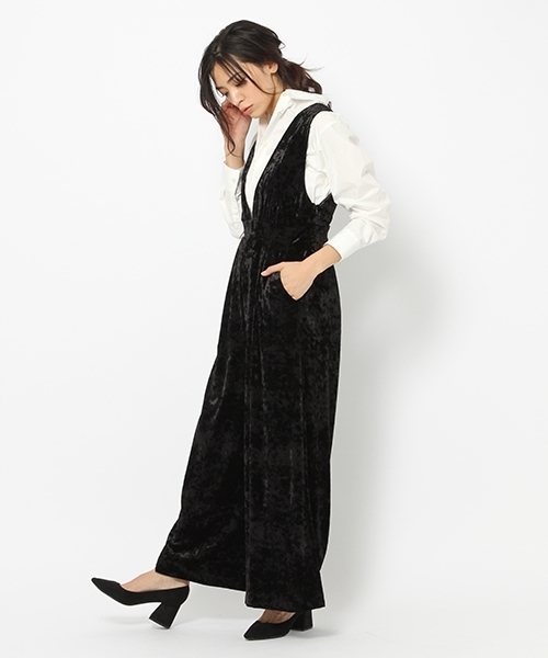 laboratory work(ラボラトリーワーク)の「クラッシュベロアサロペット(サロペット/オーバーオール・レディース・ブラック/ブルー系その他/イエロー・MEDIUM)」の14枚目の写真