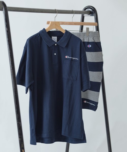 Champion(チャンピオン)の「Champion×SHIPS JET BLUE: 別注 セットアップ ポロシャツ×ボーダーショーツ(ポロシャツ・メンズ・グリーン/ネイビー/ブラック/グレー/ホワイト・SMALL/MEDIUM/LARGE)」の5枚目の写真