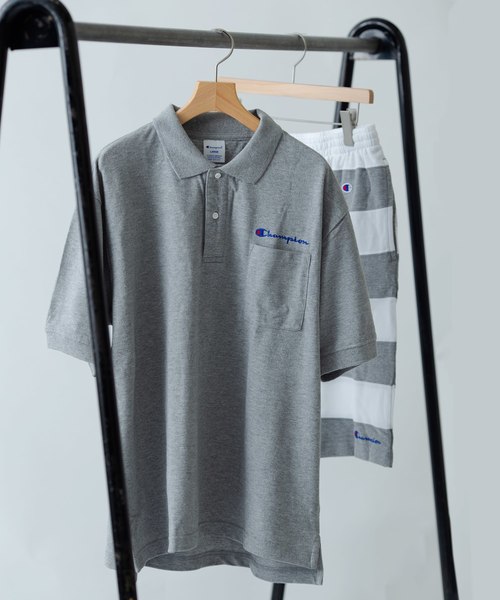 Champion(チャンピオン)の「Champion×SHIPS JET BLUE: 別注 セットアップ ポロシャツ×ボーダーショーツ(ポロシャツ・メンズ・グリーン/ネイビー/ブラック/グレー/ホワイト・SMALL/MEDIUM/LARGE)」の3枚目の写真