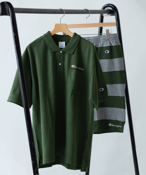 Champion(チャンピオン)の「Champion×SHIPS JET BLUE: 別注 セットアップ ポロシャツ×ボーダーショーツ(ポロシャツ・メンズ・グリーン/ネイビー/ブラック/グレー/ホワイト・SMALL/MEDIUM/LARGE)」の4枚目の写真