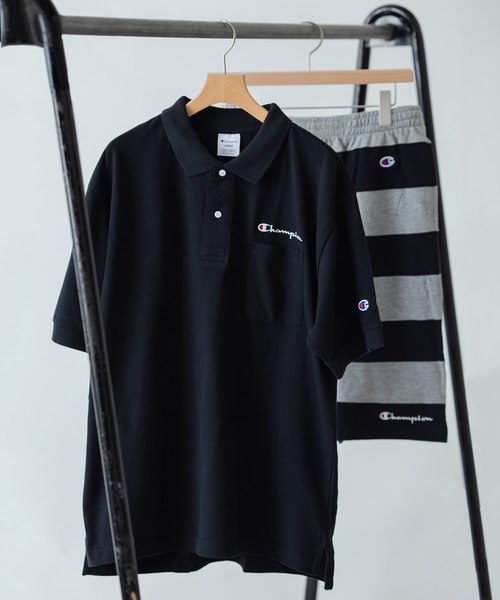 Champion(チャンピオン)の「Champion×SHIPS JET BLUE: 別注 セットアップ ポロシャツ×ボーダーショーツ(ポロシャツ・メンズ・グリーン/ネイビー/ブラック/グレー/ホワイト・SMALL/MEDIUM/LARGE)」の2枚目の写真