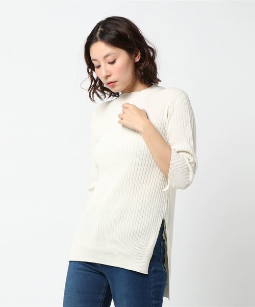 UNFIL(アンフィル)の「【unfil】リブニットセーター WOMEN(ニット/セーター・レディース・アイボリー/ワインレッド/ロイヤルブルー・1)」の2枚目の写真