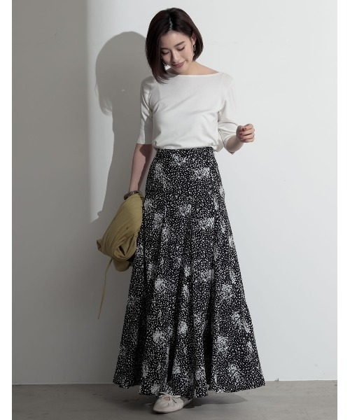 Re:EDIT（リエディ）の「シーズンレスで着まわし力抜群◆ボートネックハイゲージ五分袖ニットトップス（ニット/セーター・レディース・ホワイト/ネイビー/サックスブルー/パープル/カーキ/ラベンダー/ブラック/グレー/ピンク/ブルー/ベージュ/レッド/イエロー/レンガ/グリーン/プラム/ホワイト×ブラック・LARGE/MEDIUM/X-LARGE）」の22枚目の写真