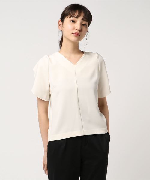 IENA（イエナ）の「TA/P Vネックトップス◆（シャツ/ブラウス・レディース・ネイビー/アイボリー・FREE）」の8枚目の写真
