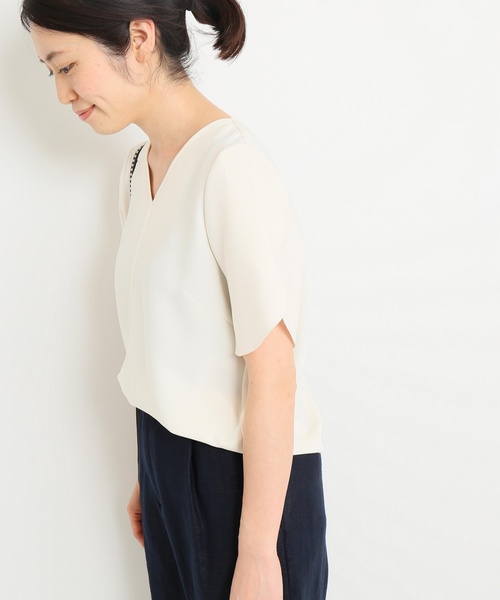 IENA（イエナ）の「TA/P Vネックトップス◆（シャツ/ブラウス・レディース・ネイビー/アイボリー・FREE）」の18枚目の写真