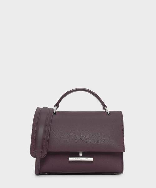 CHARLES & KEITH(チャールズ & キース)の「プッシュロックフロントフラップバッグ / PUSH-LOCK FRONT FLAP BAG(ハンドバッグ・レディース・ダークグリーン/マスタード/ピンク系その他/プラム・M)」の4枚目の写真