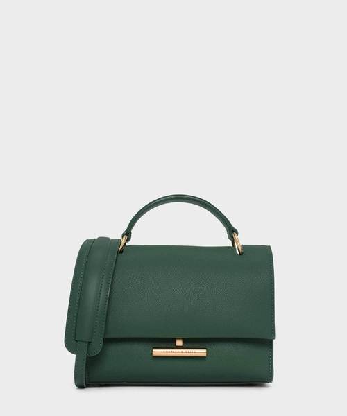 CHARLES & KEITH(チャールズ & キース)の「プッシュロックフロントフラップバッグ / PUSH-LOCK FRONT FLAP BAG(ハンドバッグ・レディース・ダークグリーン/マスタード/ピンク系その他/プラム・M)」の3枚目の写真
