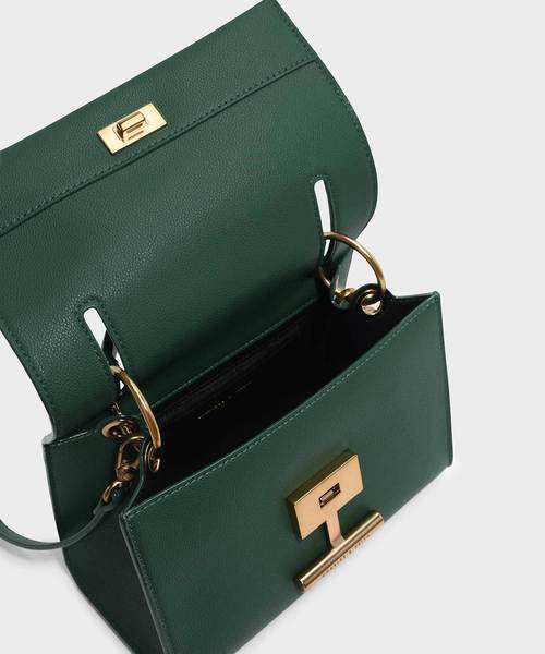 CHARLES & KEITH(チャールズ & キース)の「プッシュロックフロントフラップバッグ / PUSH-LOCK FRONT FLAP BAG(ハンドバッグ・レディース・ダークグリーン/マスタード/ピンク系その他/プラム・M)」の7枚目の写真