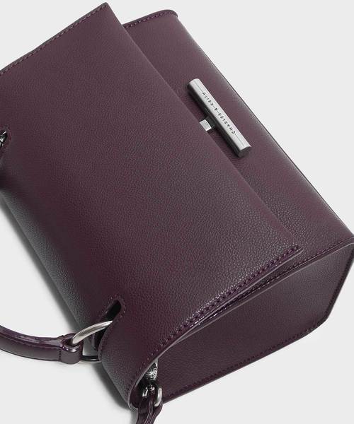 CHARLES & KEITH(チャールズ & キース)の「プッシュロックフロントフラップバッグ / PUSH-LOCK FRONT FLAP BAG(ハンドバッグ・レディース・ダークグリーン/マスタード/ピンク系その他/プラム・M)」の9枚目の写真