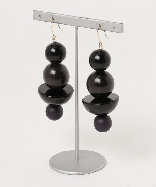 Khaju（カージュ）の「Khaju:ミックスパーツピアス2（ピアス（両耳用）・レディース・ブラック/パープル・ONE SIZE）」の2枚目の写真