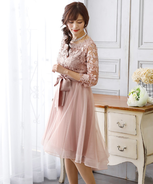 PourVous(プールヴー)の「結婚式 ワンピースドレスサーキュラー チュール 七分袖&ロング フォーマル オケージョンドレス お呼ばれ 二次会 成人式 (ドレス・レディース・ライトグレー/ピンク/ネイビー/ブラック・M)」の14枚目の写真