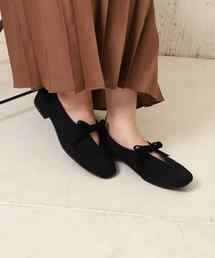 one after another NICE CLAUP | リボンつきバブーシュ（ブラック）(バレエシューズ)