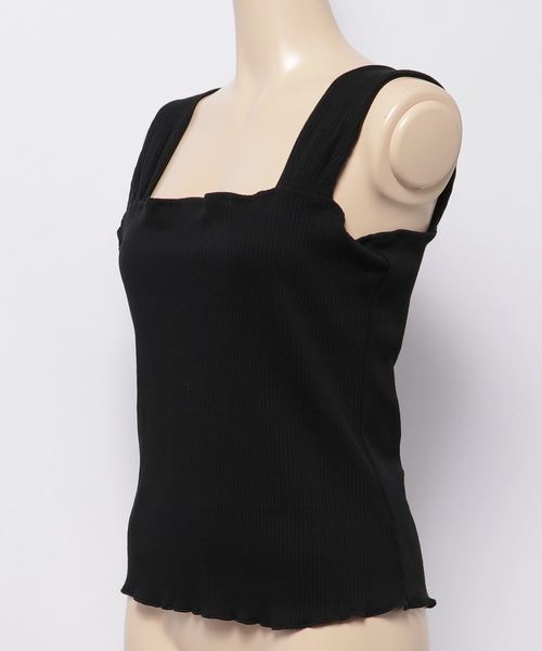 meJane（ミージェーン）の「スクエア/リブタンクトップ（タンクトップ・レディース・ベージュ/ブラック/ブラウン/オフホワイト・フリー）」の5枚目の写真