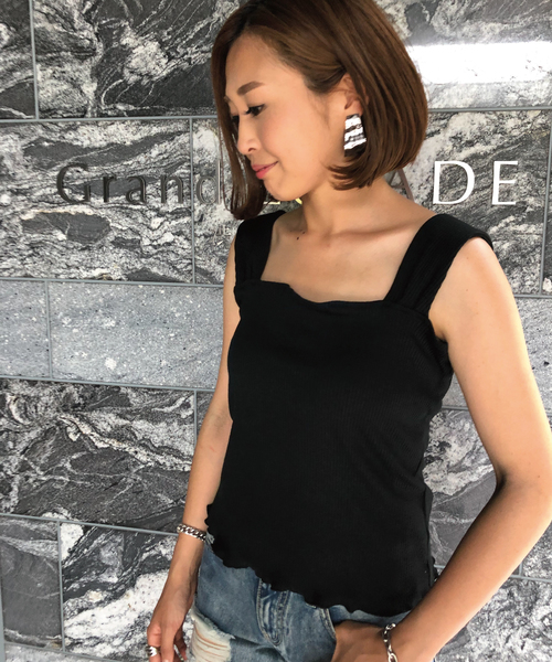 meJane（ミージェーン）の「スクエア/リブタンクトップ（タンクトップ・レディース・ベージュ/ブラック/ブラウン/オフホワイト・フリー）」の18枚目の写真