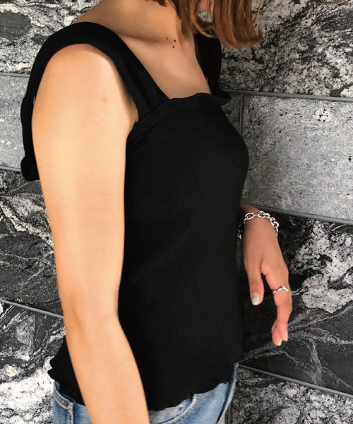 meJane（ミージェーン）の「スクエア/リブタンクトップ（タンクトップ・レディース・ベージュ/ブラック/ブラウン/オフホワイト・フリー）」の16枚目の写真