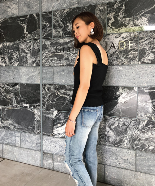 meJane（ミージェーン）の「スクエア/リブタンクトップ（タンクトップ・レディース・ベージュ/ブラック/ブラウン/オフホワイト・フリー）」の15枚目の写真