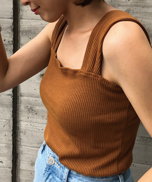 meJane（ミージェーン）の「スクエア/リブタンクトップ（タンクトップ・レディース・ベージュ/ブラック/ブラウン/オフホワイト・フリー）」の14枚目の写真