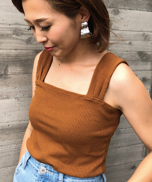 meJane（ミージェーン）の「スクエア/リブタンクトップ（タンクトップ・レディース・ベージュ/ブラック/ブラウン/オフホワイト・フリー）」の13枚目の写真