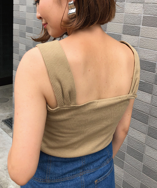 meJane（ミージェーン）の「スクエア/リブタンクトップ（タンクトップ・レディース・ベージュ/ブラック/ブラウン/オフホワイト・フリー）」の8枚目の写真