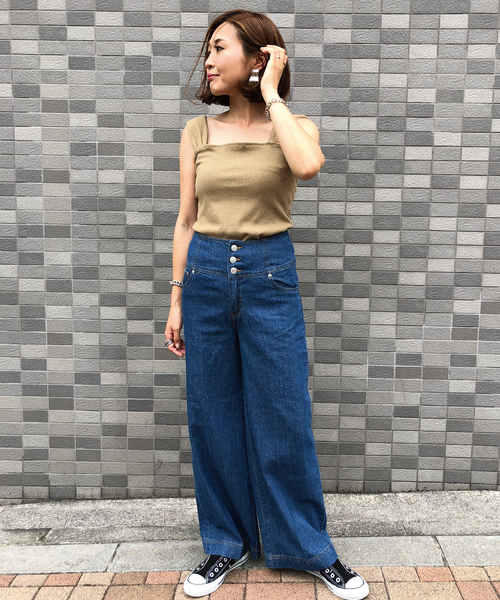 meJane（ミージェーン）の「スクエア/リブタンクトップ（タンクトップ・レディース・ベージュ/ブラック/ブラウン/オフホワイト・フリー）」の7枚目の写真