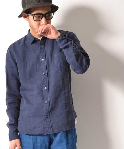 AMERICAN RAG CIE（アメリカンラグシー）の「AMERICAN RAG CIE カラーリネンシャツ∴（シャツ/ブラウス・メンズ・ホワイト/オレンジ/ベージュ/カーキ/ネイビー・1/2/3）」の4枚目の写真