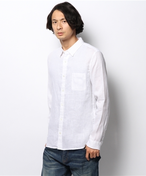 AMERICAN RAG CIE（アメリカンラグシー）の「AMERICAN RAG CIE カラーリネンシャツ∴（シャツ/ブラウス・メンズ・ホワイト/オレンジ/ベージュ/カーキ/ネイビー・1/2/3）」の2枚目の写真