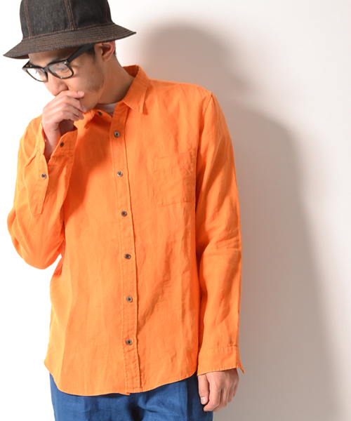 AMERICAN RAG CIE（アメリカンラグシー）の「AMERICAN RAG CIE カラーリネンシャツ∴（シャツ/ブラウス・メンズ・ホワイト/オレンジ/ベージュ/カーキ/ネイビー・1/2/3）」の5枚目の写真