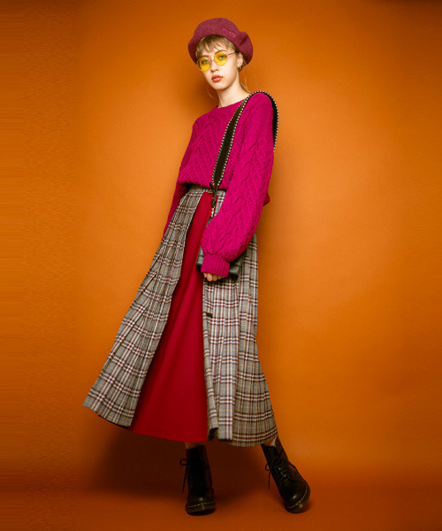 Candy Stripper（キャンディストリッパー）の「CHECK PLEATS LONG スカート（スカート・レディース・ベージュ/グレー/グリーン・1/2）」の2枚目の写真