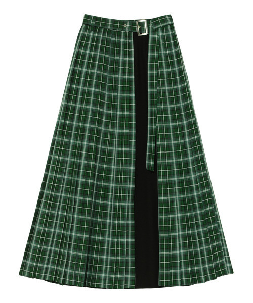 Candy Stripper（キャンディストリッパー）の「CHECK PLEATS LONG スカート（スカート・レディース・ベージュ/グレー/グリーン・1/2）」の3枚目の写真