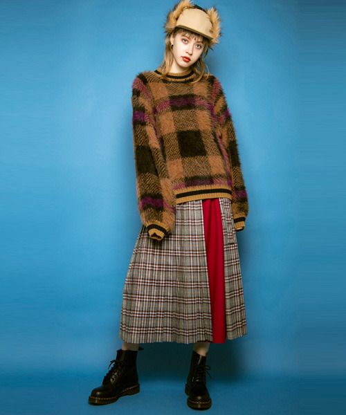 Candy Stripper（キャンディストリッパー）の「CHECK PLEATS LONG スカート（スカート・レディース・ベージュ/グレー/グリーン・1/2）」の4枚目の写真