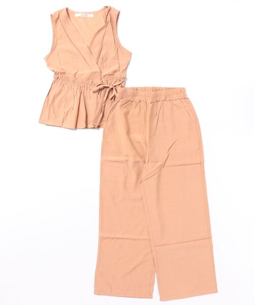 ブラウス シャツ セットアップ カシュクールトップス＆ワイドパンツ レディース カシュクールトップス×ワイドパンツセットアップ（シャツ