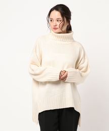 アクリルモヘアタッチタートルネックビッグシルエットプルオーバーニット