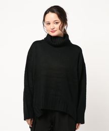 アクリルモヘアタッチタートルネックビッグシルエットプルオーバーニット
