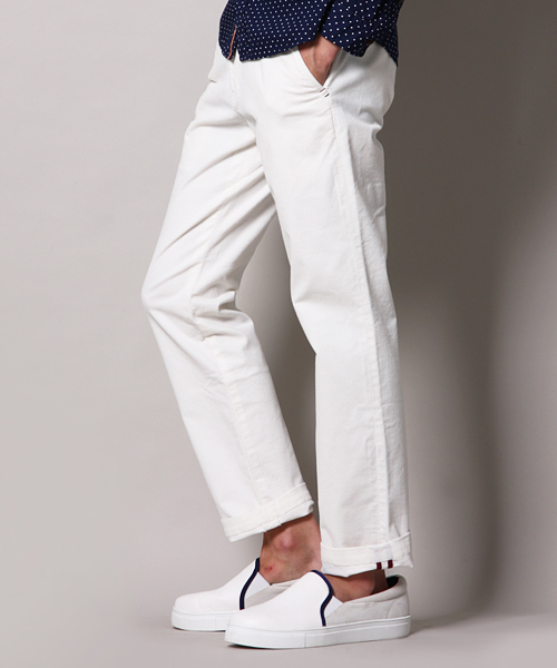 MEN'S MELROSE（メンズメルローズ）の「MASTER FRAMEストレッチサマーコールスリムテーパードパンツ（スラックス・メンズ・オフホワイト/トップグレー/ターコイズブルー/ワイン・MEDIUM/SMALL/LARGE/X-LARGE）」の19枚目の写真