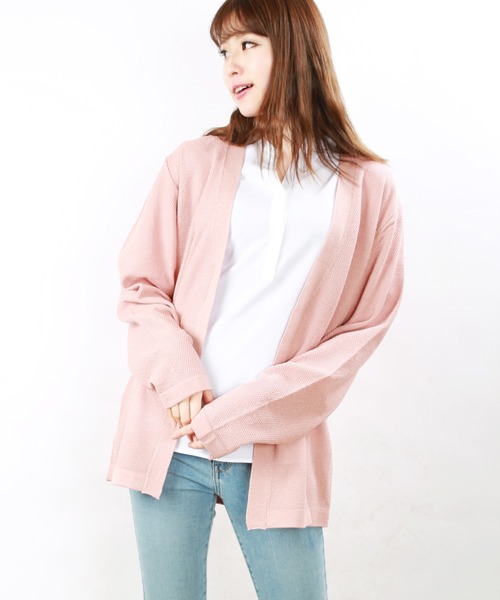 WESTSEA(ウエストシー)の「WEB限定 麻タッチ鹿の子編 サマーニットカーディガン(カーディガン/ボレロ・メンズ・ネイビー/ホワイト/グレー/ベージュ/マスタード/ブラック/ブルー/グリーン/ピンク/ベージュ系その他/レッド・M/L)」の10枚目の写真