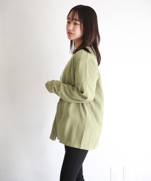 WESTSEA(ウエストシー)の「WEB限定 麻タッチ鹿の子編 サマーニットカーディガン(カーディガン/ボレロ・メンズ・ネイビー/ホワイト/グレー/ベージュ/マスタード/ブラック/ブルー/グリーン/ピンク/ベージュ系その他/レッド・M/L)」の7枚目の写真