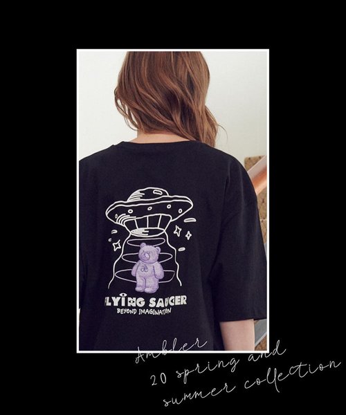 ambler（エムブラー）の「『ambler/エムブラー』Over fit T-Shirts UFO Bear/UFOベアー半袖Tシャツ/カットソー（Tシャツ/カットソー・レディース・ブラック/ホワイト・M/S/L）」の5枚目の写真