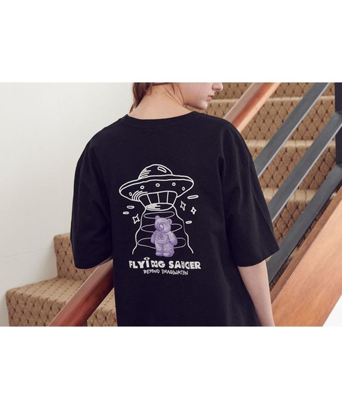 ambler（エムブラー）の「『ambler/エムブラー』Over fit T-Shirts UFO Bear/UFOベアー半袖Tシャツ/カットソー（Tシャツ/カットソー・レディース・ブラック/ホワイト・M/S/L）」の6枚目の写真