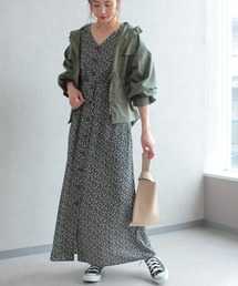 reca | 前ボタンVネック小花柄マキシ丈ワンピース(Tシャツ/カットソー)