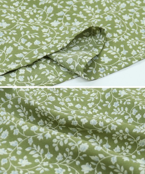 reca（レカ）の「前ボタンVネック小花柄マキシ丈ワンピース（Tシャツ/カットソー・レディース・オリーブ/ブラック/ホワイト・M）」の14枚目の写真