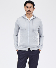 DESIGNWORKS | シルクスムース　ZIPフーディーパーカー（ネイビー・グレー）(パーカー)