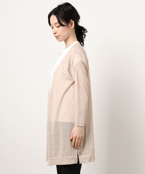 INTERPLANET（インタープラネット）の「さらさらサイド釦ミドルカーデ（カーディガン/ボレロ・レディース・ベージュ/グレー/オフホワイト/ブルー・FREE）」の5枚目の写真