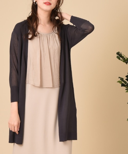 INTERPLANET（インタープラネット）の「さらさらサイド釦ミドルカーデ（カーディガン/ボレロ・レディース・ベージュ/グレー/オフホワイト/ブルー・FREE）」の3枚目の写真