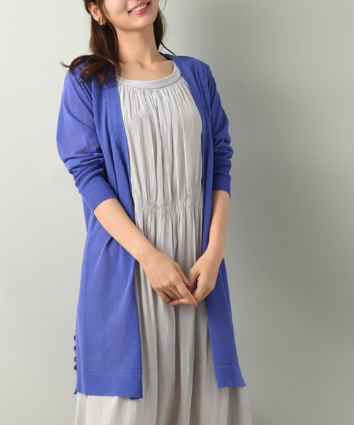 INTERPLANET（インタープラネット）の「さらさらサイド釦ミドルカーデ（カーディガン/ボレロ・レディース・ベージュ/グレー/オフホワイト/ブルー・FREE）」の21枚目の写真