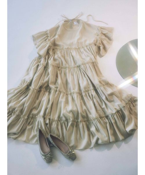 merry jenny（メリージェニー）の「ティアードティアードスリーブワンピース（ワンピース・レディース・ベージュ/ブラック・FREE）」の10枚目の写真