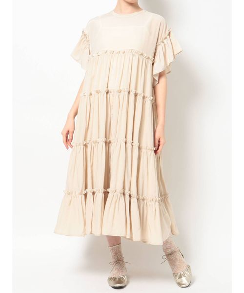 merry jenny（メリージェニー）の「ティアードティアードスリーブワンピース（ワンピース・レディース・ベージュ/ブラック・FREE）」の14枚目の写真