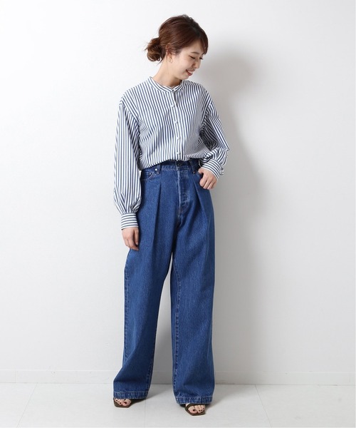 スピックアンドスパン 美品 23SS パールボタンシャツ 紺 ネイビー ゆったり Spick & Span（スピックアンドスパン）の「パールボタンドルマン